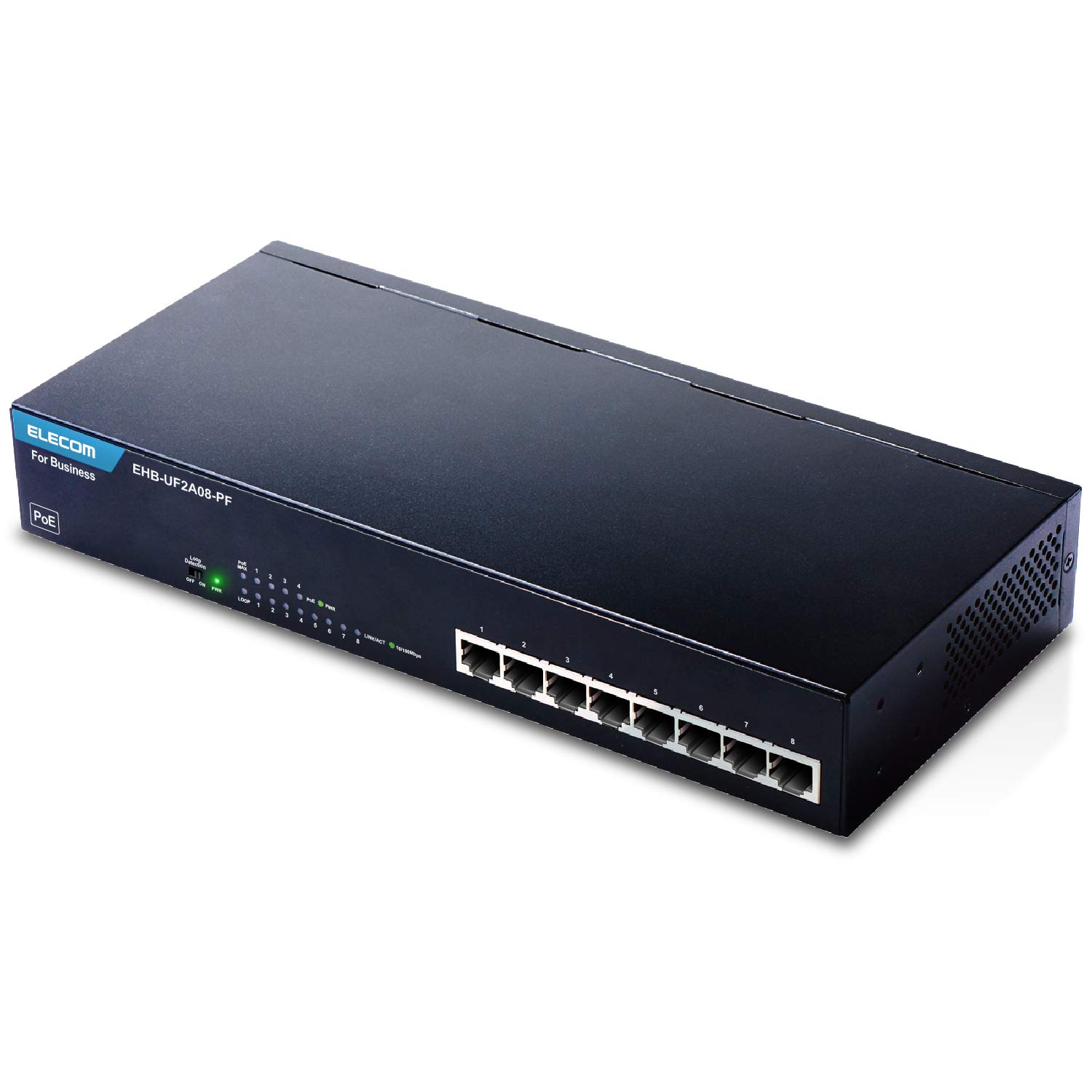 

ELECOM Switching Hub 8 Port Metal Housing PoE Compatible 3 10/100M EHB-UF2A08-PF