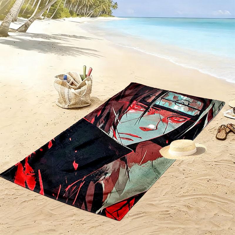 Naruto Anime Uchiha Sasuke Print Beach Towel, Large Soft Quick Dry Towel for Beach Camping Swimming