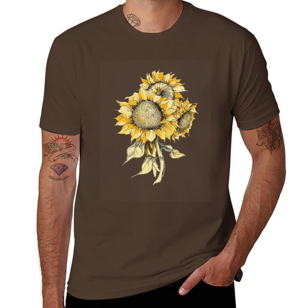 Yellow Sunflowers TShirt Cute Tops Blanks Designer T Shirt Men