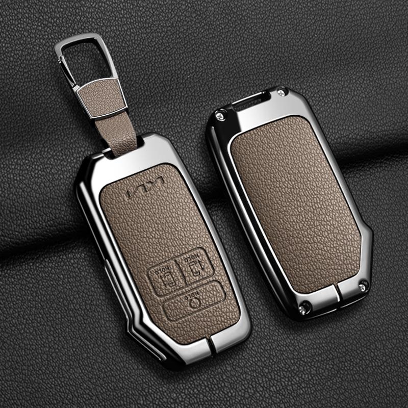 7 Buttons Car Key Case Cover for Kia K5 K3 K4 Sportage Carnival Sedona Zinc Alloy Leather Shell Fob Holder Keychain Accessories