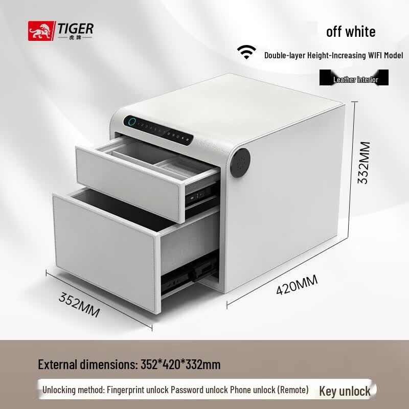 Tiger Fingerprint Smart Home Safe with Leather Drawer