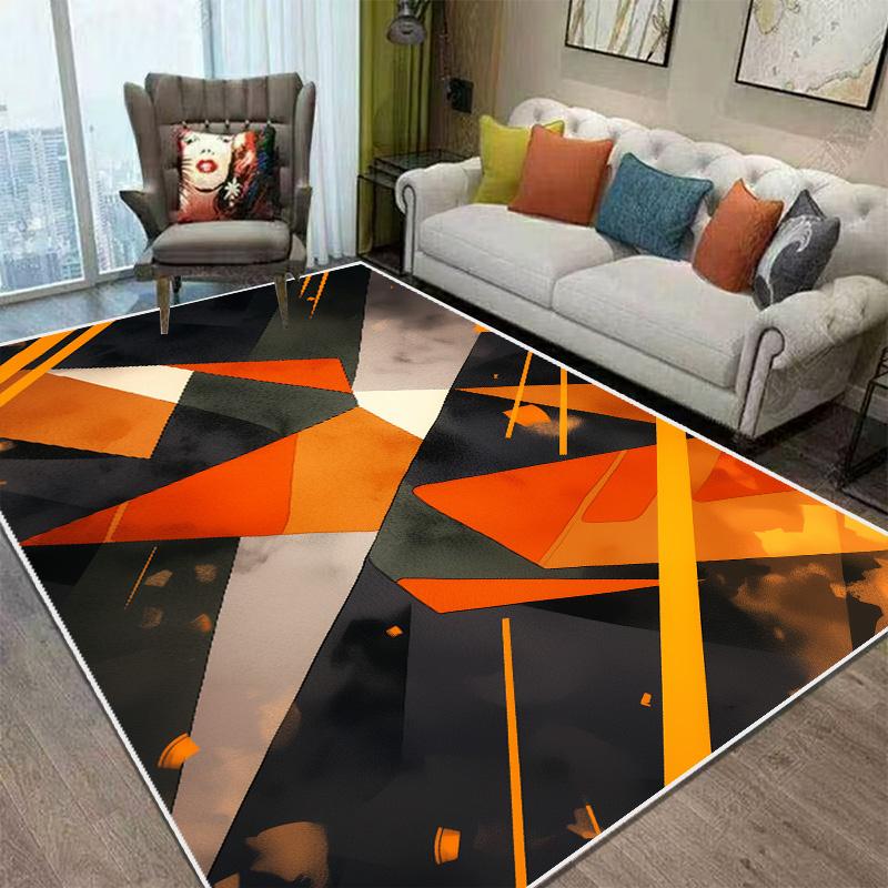 Nordic Style Orange Geometry Large Living Room Carpet Modern Decoration Bedroom Soft Non-slip Rug Large Area Sofa Side Floor Mat