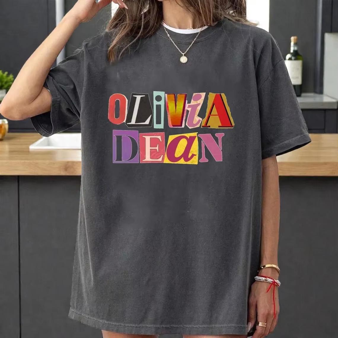 Olivia Dean T-Shirt Retro Vintage Graphic Tee Summer Men s and Women s Loose and Breathable T-shirt Top S