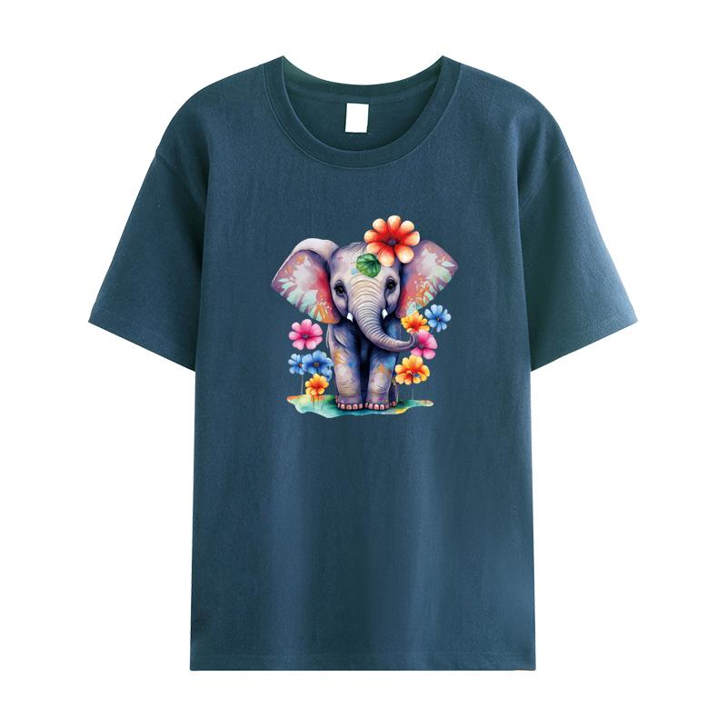 Elephant With Flowers Iron On Patches Clothes Stickers Diy Hoodies Parches Ropa Heat Press Appliqued T-Shirt Animal Patch Hot