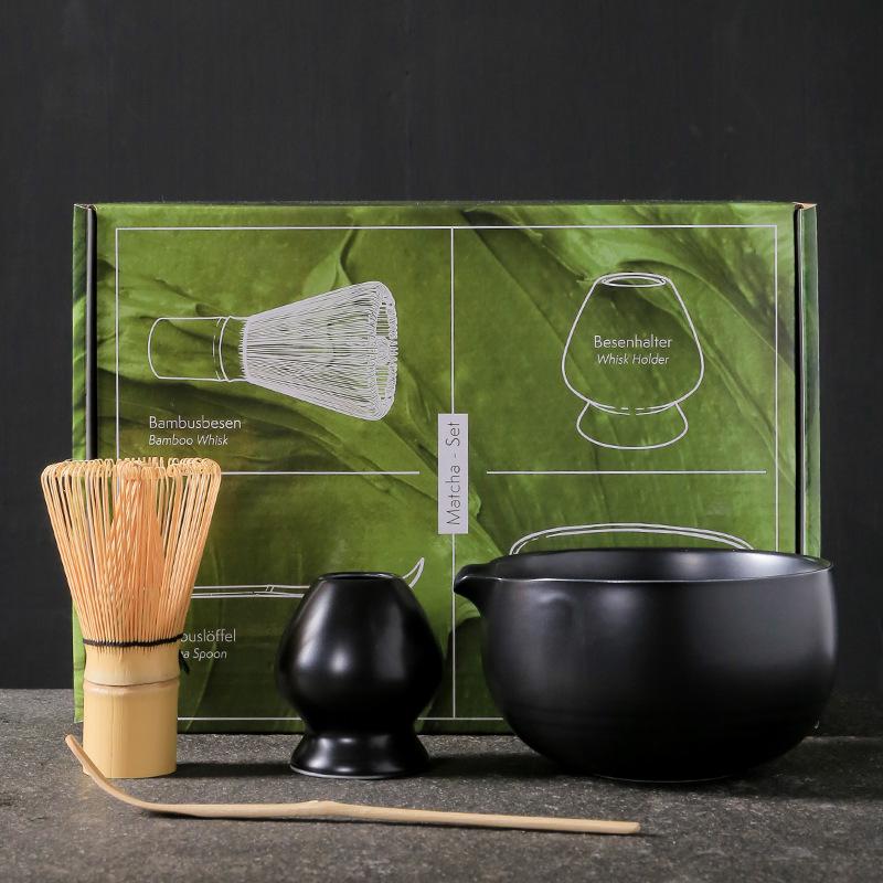 4pcs Japanese Gift Box Matcha Set Safe Bamboo Whisk Teaspoon Tea Sets Indoor Beverage Shop Tea-making Tools Accessories