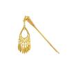 Chinese Geometric Hollow Tassel Hairpin, Ethnic Style Water Drop Leaf Hanfu Accessory for Women