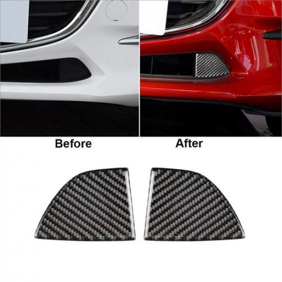 Carbon Fiber Front Bumper Grille Cover Trim Sticker For Mazda 3 Axela 2017-2018
