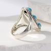 Ethnic CopperColor Inlaid Imitation Turquoise Women's Ring Geometry Daily Wear Party Jewelry