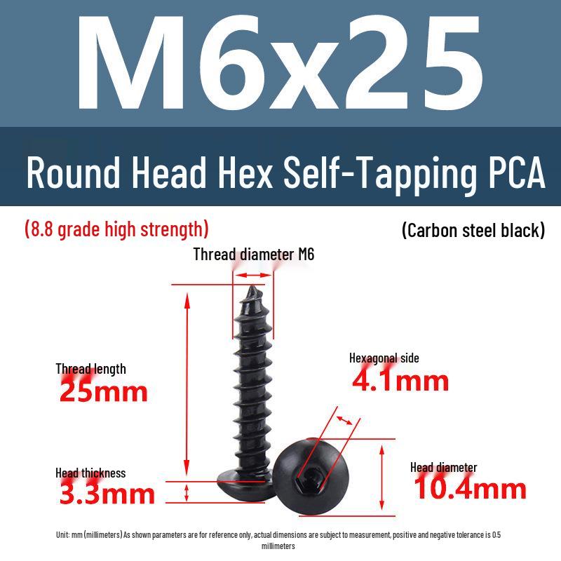 Yigu Černé šrouby s vnitřním šestihranem s vysokou pevností, třída 8.8, M2-M6, kulatá/talířová hlava