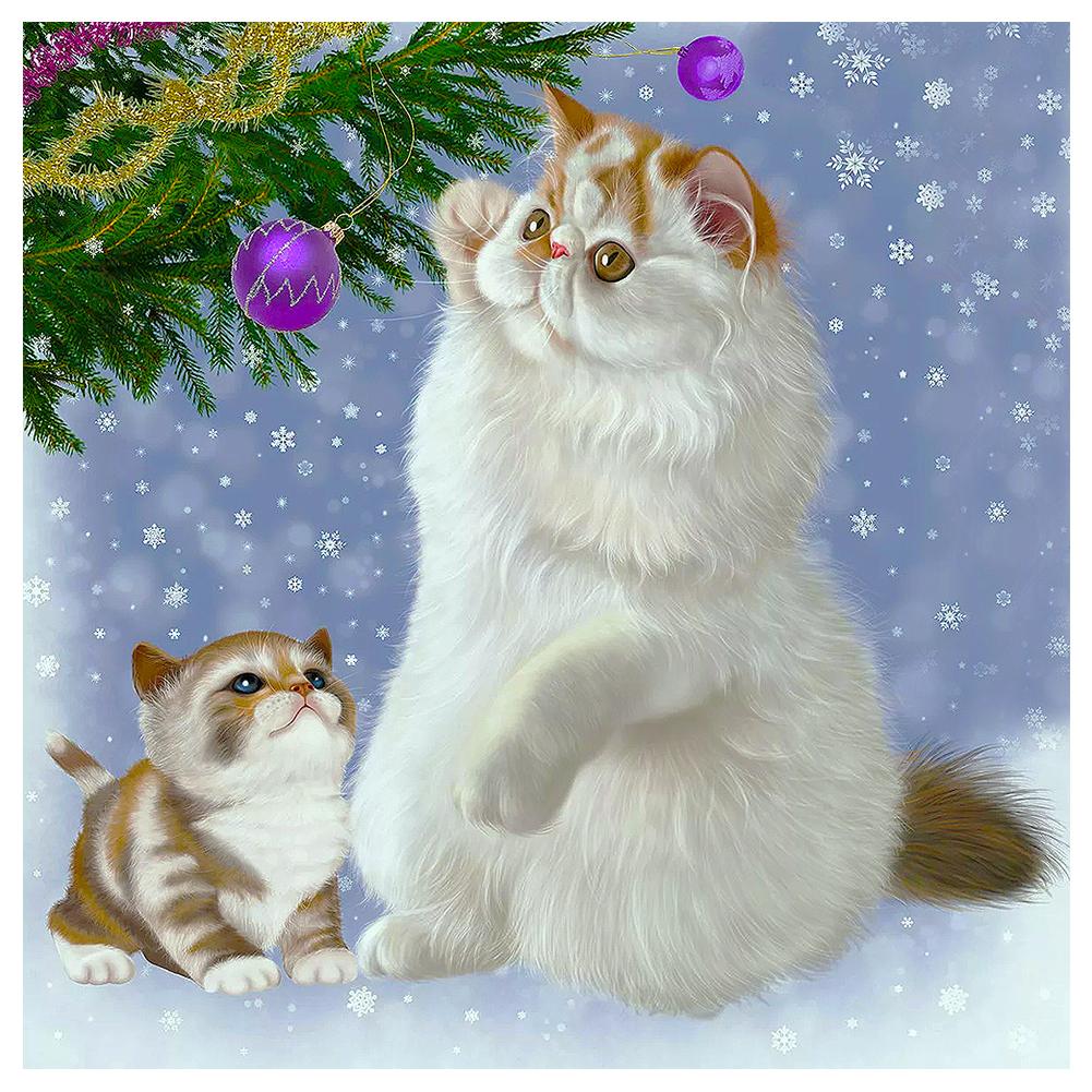 

Huacan DIY Алмазная живопись Рождественская кошка Мозаика Картинка ручной работы Rhinestone Вышивка Главная Декор