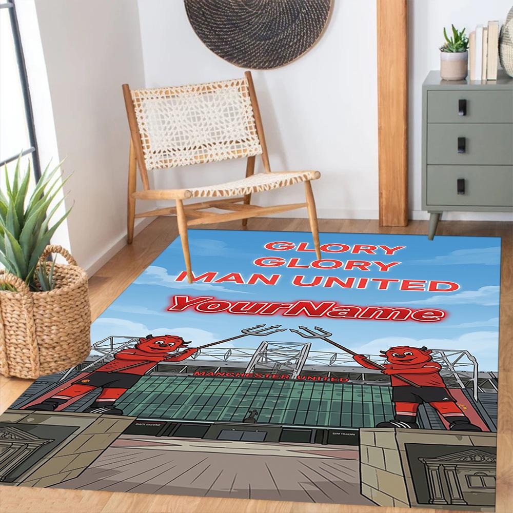 Manchester Customizable Name Floor Mat Perfect for Foyer Dormitory Playrooms Decorate room Anti-slip Rug Anime Office Decor Birthday/Christmas Gift