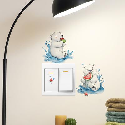 Kreslený lední medvěd Ložnice Obývací pokoj Vypínač Pozadí Zkrášlení Samolepky na zeď