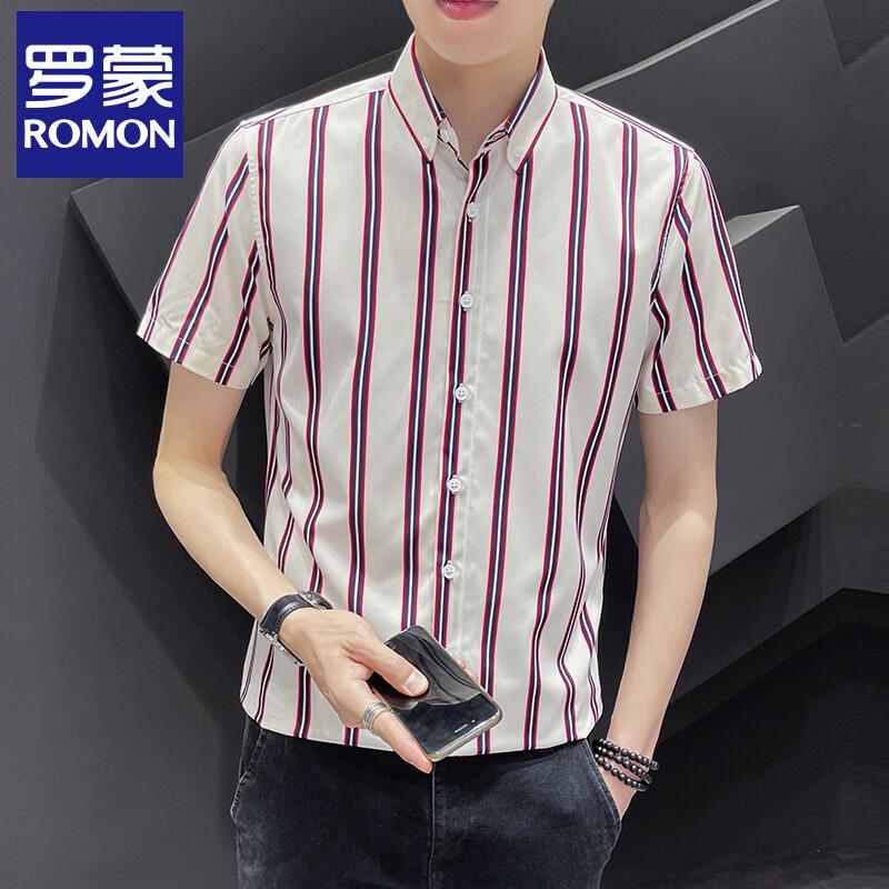 Men s Short Sleeve Striped Casual Shirt 5XL