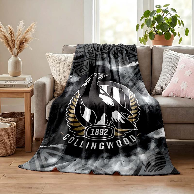 Collingwood Football Club Decke Flanelldecke Weich Gemütlich Plüsch Überwurf für Sofa Bett Leichte Heimdekoration Geschenke für Weihnachten verschiedene Feiertage