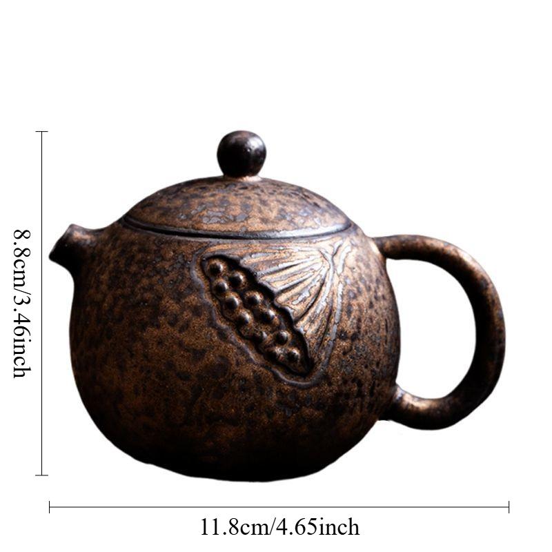 Rough Pottery Gilded Lotus Pong Xishi Pot Chinese Style Large Capacity Teapot Home Office Hospitality Teapot Kung Fu Tea Set