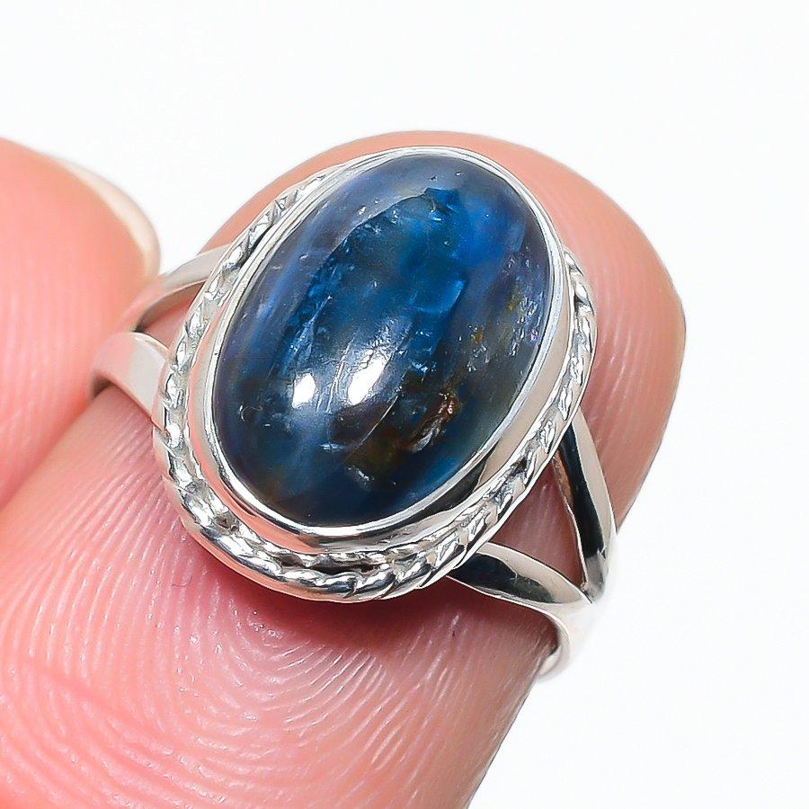 Natural Kyanite Gemstone Handmade 925 Solid Sterling Silver Gift Ring S.6 E5C20