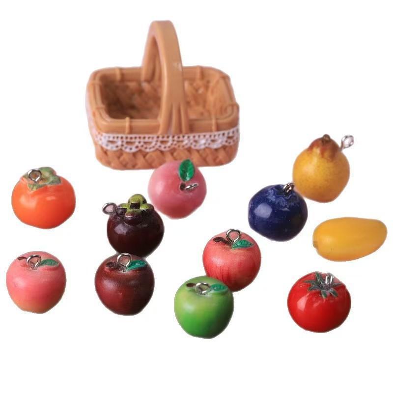 5Pcs Simulated Fruit Pendants 3D Resin Peach Pear Strawberry Charms For Handmade Jewelry Earring Keychain Diy Findings Materials