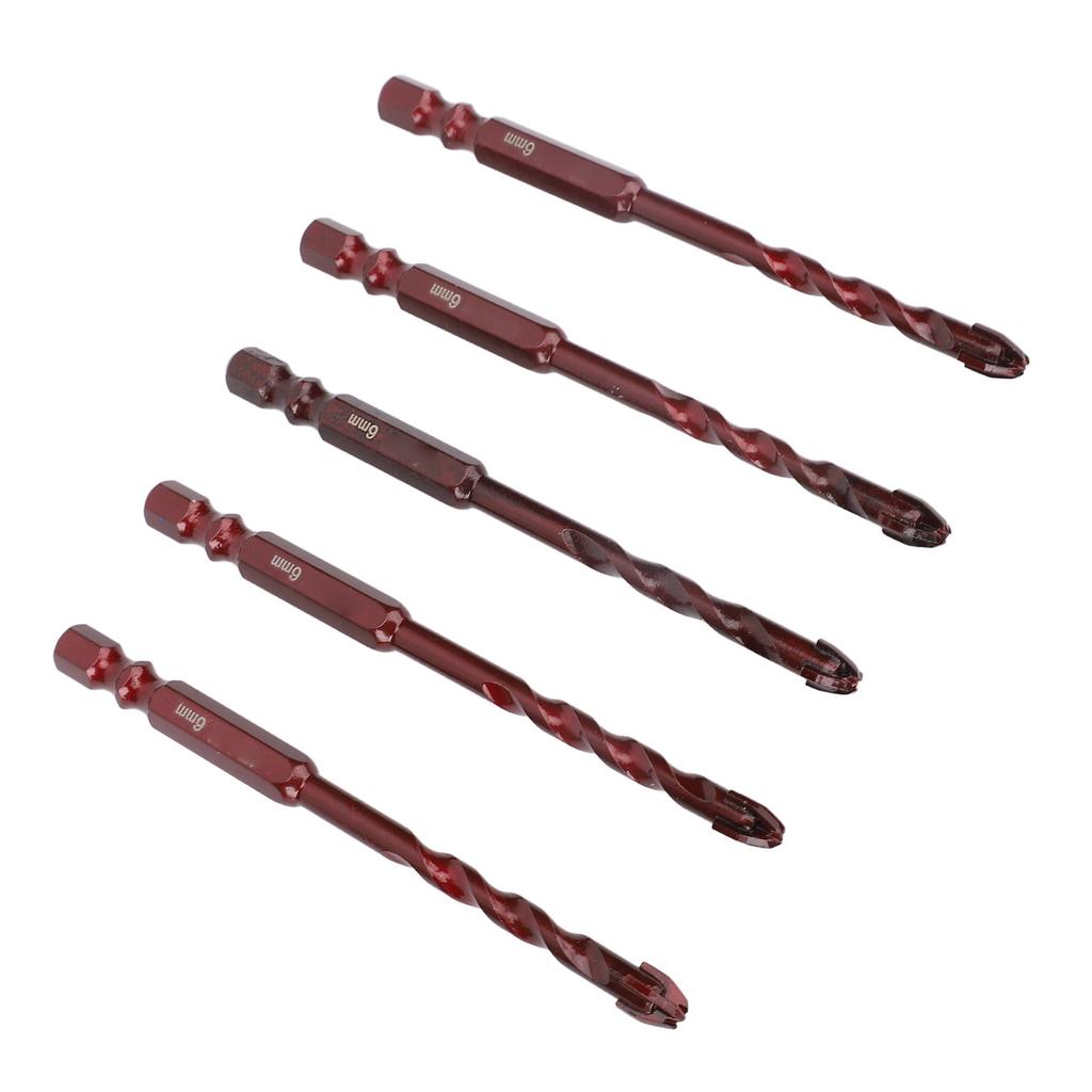 5Pcs Masonry Drill Bits 14in Hex Shank 6mm Concrete Brick Professional High Cobalt Bit Set for