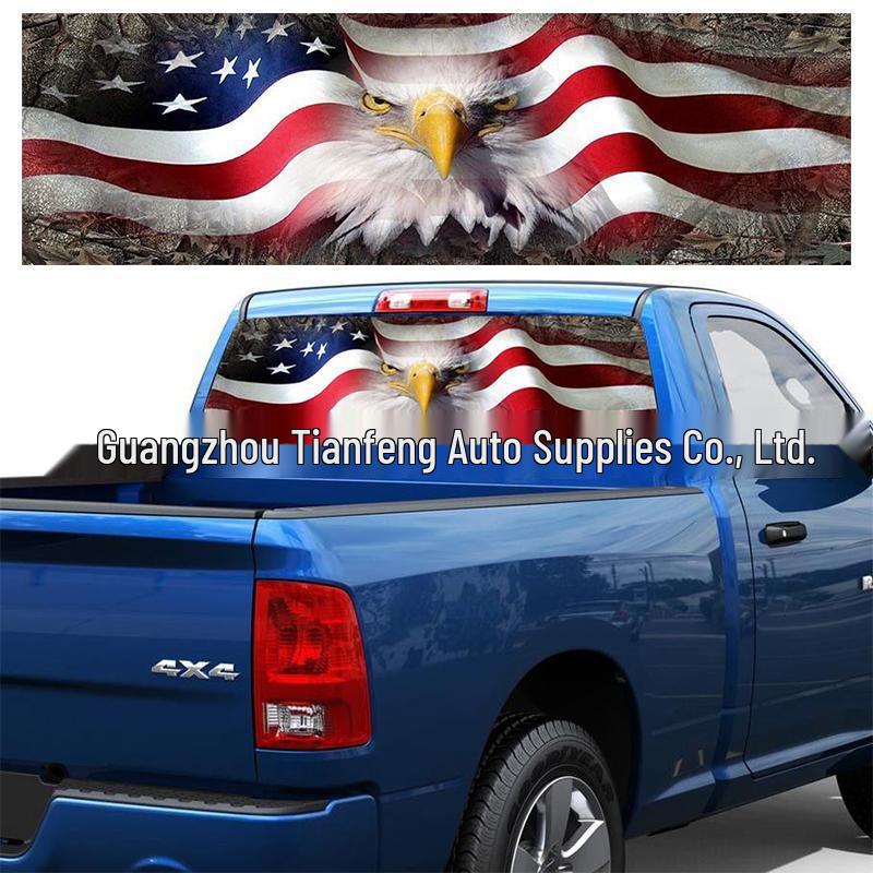 Bald Eagle Flag Totem Rear Window Sticker for Truck/SUV 135*36CM Single Piece