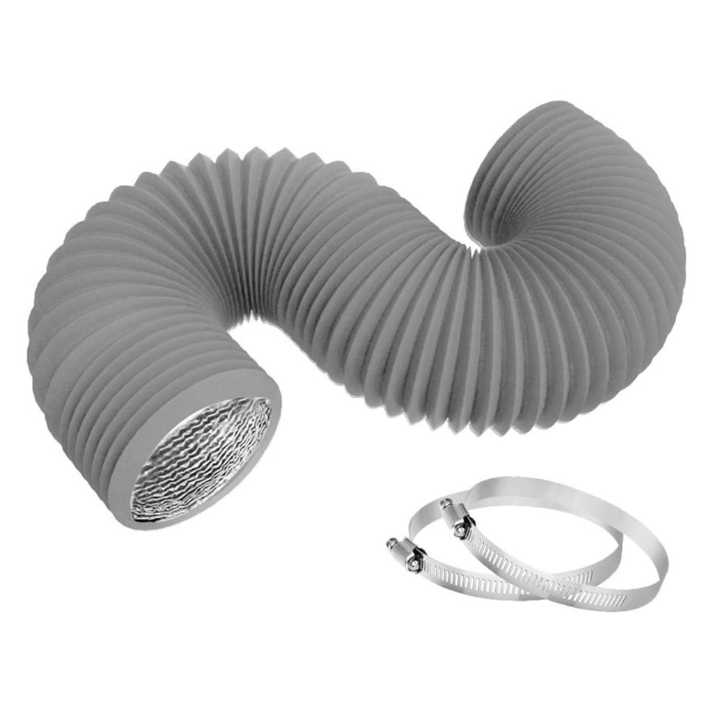 Tubo Flessibile Regolabile in PVC Robusto per Condotto d'Aria di Essiccatore con 2 Fascette a Vite per Ventilazione HVAC
