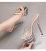 16.5Cm Heel 7Cm Platform Transparent Crystal Sandals Sexy Stage Show Women Banquet Shoes