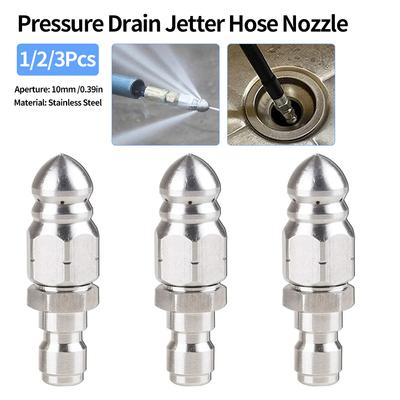1/2/3Pcs Pressure Drain Jetter Hose Nozzle Stainless Steel Washer Drain Sewer Cleaning Pipe Jetter Spray Quick Drain Hose Nozzle