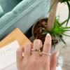 Kpop Adorable Multi Beaded Imitation Pearl Colorful For Women Crystalline Adjustable Rope Chain Rings Continuous Circle Minimalist RingCute Chain