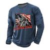 Men's Casual Long Sleeve Shirt Graphic Print Independence Day Style Lettering Design Crew Neck Comfortable Fit