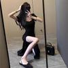 2025 Temperamental French Style Slimming Summer Slit Dress - Women's Sexy Short Sleeve Design
