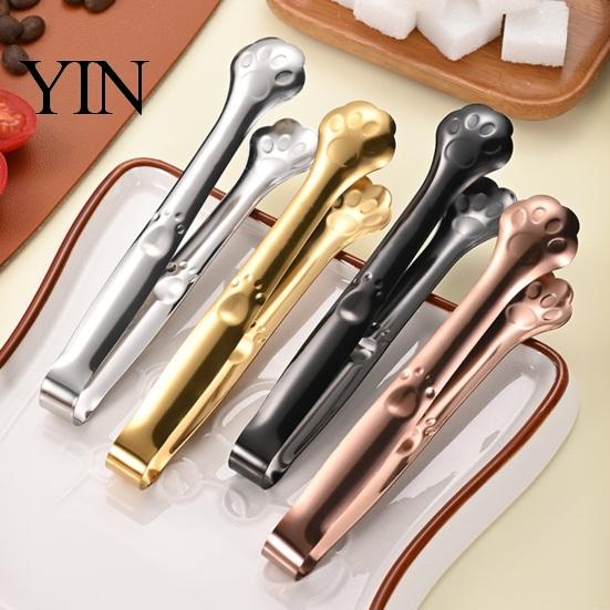 Ergonomic Handle Tongs Stainless Steel Clip Tongs, Cat Paw Shape, Durable Kitchen Utensils, Hot And Cold Food Heat Resistant Appetizer for Snacks