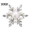 Long-lasting Brooch Women Brooch, Snowflakes LOVE Bouquets Compact Versatile Pin, Lapel Faux Pearl Collar Badge with Imitation Cubic Zirconia