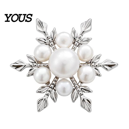 Long-lasting Brooch Women Brooch, Snowflakes LOVE Bouquets Compact Versatile Pin, Lapel Faux Pearl Collar Badge with Imitation Cubic Zirconia