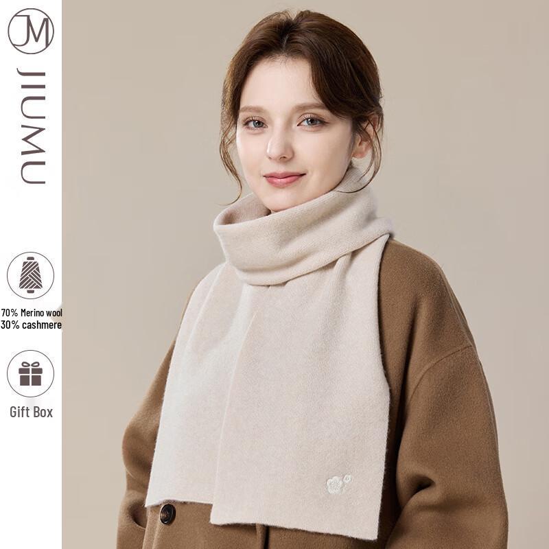 JIUMU Embroidered Knitted Wool Scarf