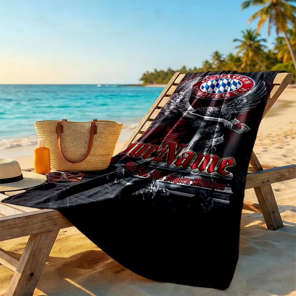 Bayern Munich Customize Text Beach Towel Super Soft Microfiber Quickdry Fabric Portable for SwimmingBeachCamping Travel Beach AccessoriesGym