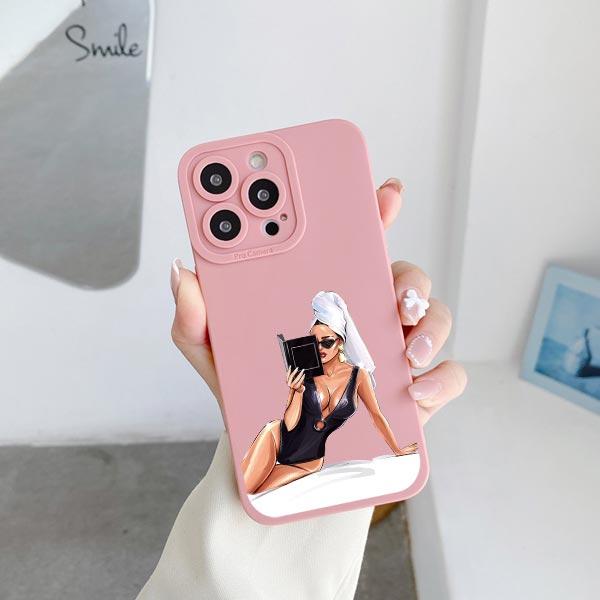 Fashion Girls Silicone Phone Case for iPhone 14 13 12 11 Pro Max Case for iPhone SE 2020 14 7 8 Plus XR X XS Soft Cover Fundas