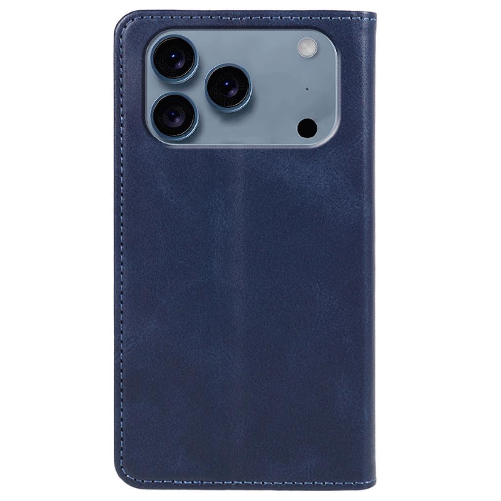 For iPhone 17 Pro Case Strong Magnetic PU Leather Phone Cover Calf Texture