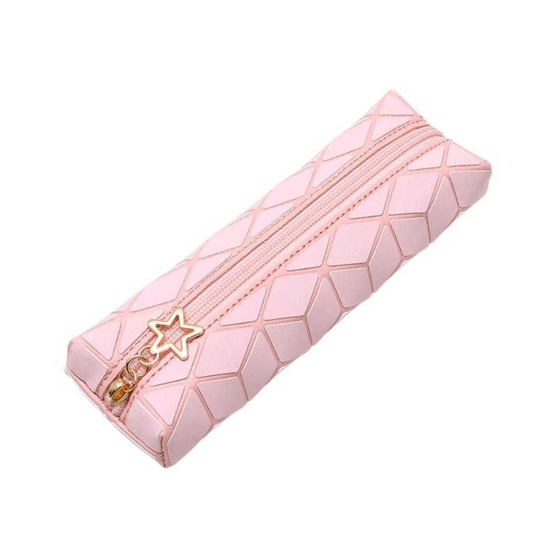 Waterproof Leather Pencil Case Zippered Pencil Pouches Large Compartment Portable Pen Organiser Bag For Student Adult