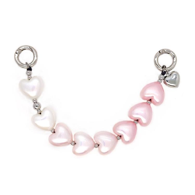 Double Heart Bead Pendant Keyring Alloy Construction Trendy Unisex Accessory for Gift Giving and Personalize Use