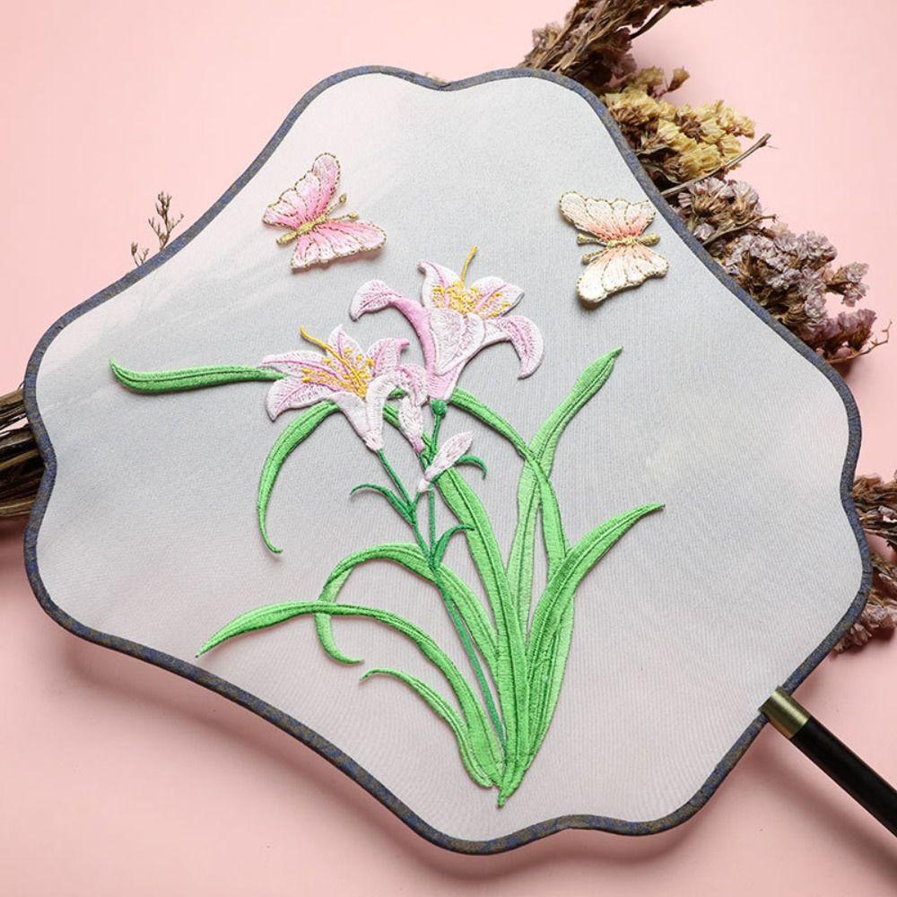 Chinesischer Traditioneller Stil Orchideen-Stickerei-Aufnäher DIY Bastelartikel mit Schmelzkleber Orchidee Schmelzklebe-Aufnäher 3D Blume Bügelbar