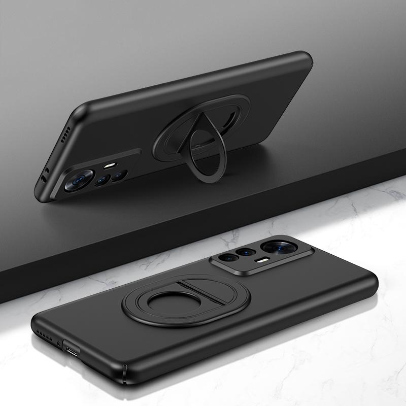 

KEYSION Протиударний чохол для Xiaomi 12T 5G POCO F4 GT Matte Hard Plastic Ring Stand Phone Back Cover for Xiaomi Redmi K50 Gaming for Xiaomi 12T 5G чорний