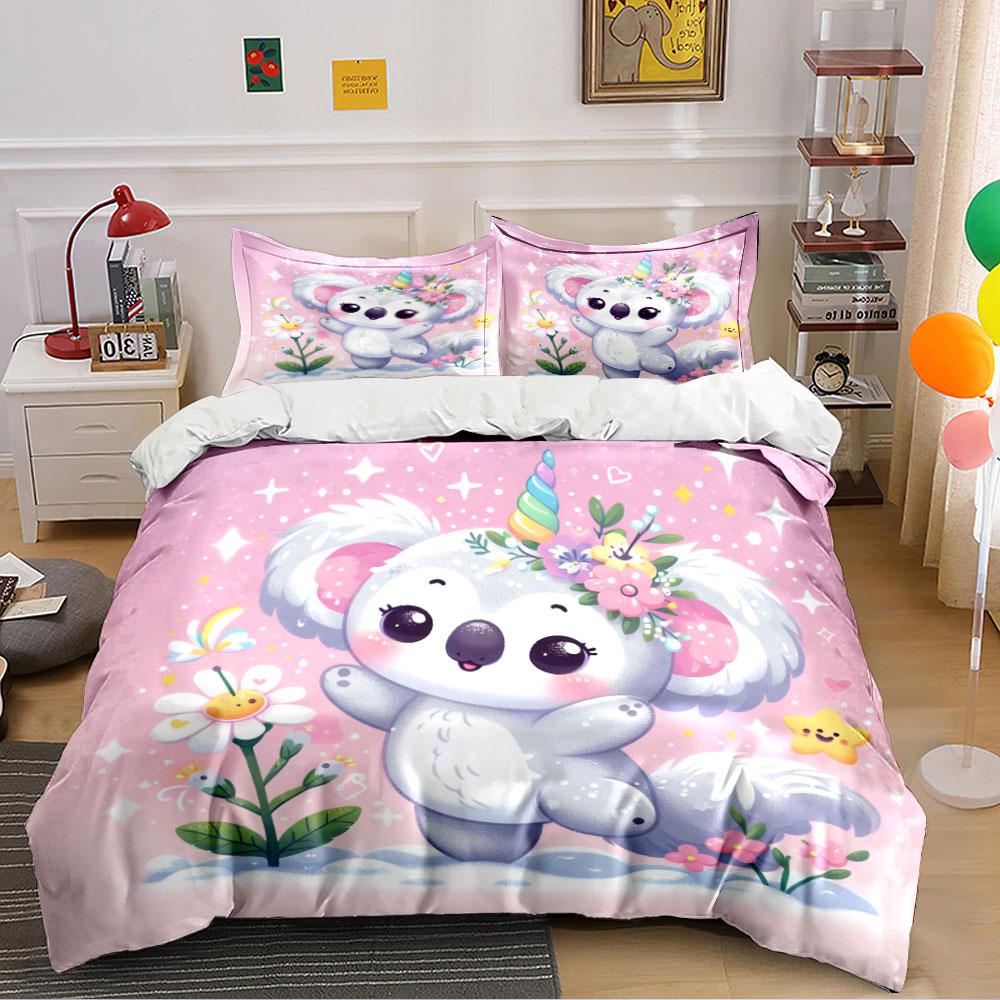 Süßes Koala Einhorn Bettwäsche Set Bettwäsche Bettbezug Set Bettbezug Kissenbezüge (1 * Bettbezug 2 * Kissenbezüge, ohne Bettdecke)