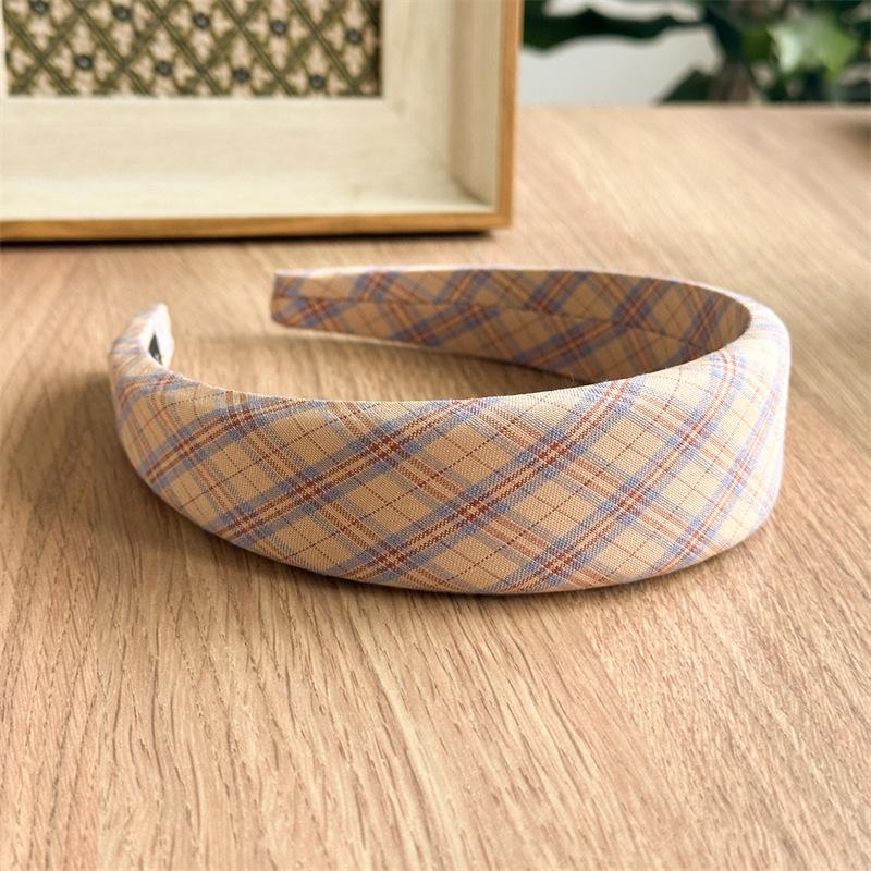 Preppy Style Tartan Plaid Headband Multi Color Checked Hair Hoop Classic Student Hairband For Back To School Season