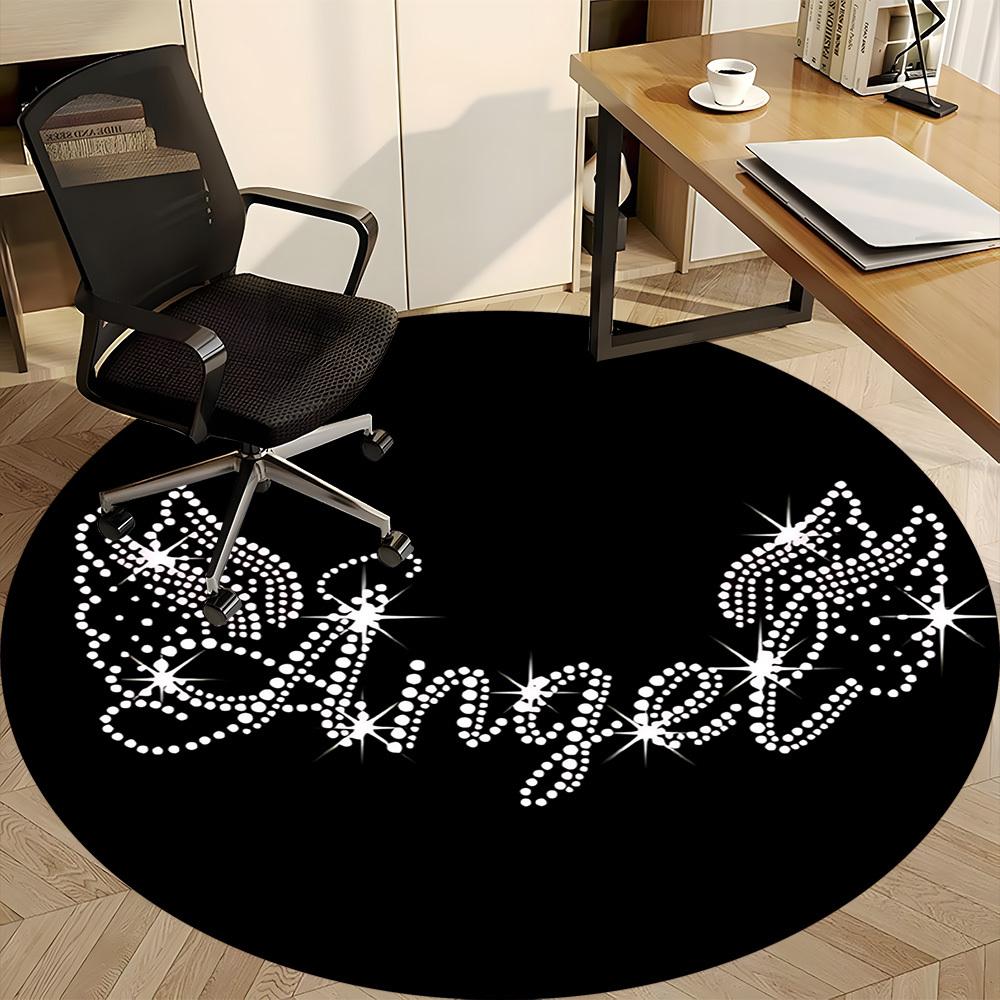 1pc Angel Rhinestone Chair Carpet for Office, Non slip, Soft and Durable Office Rug for Interior Decoration