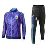 Ensemble de survêtement d'entraînement à manches longues zippé pour adulte Équipe de football Tenue de sport Hommes Femmes Entraînement Course à pied