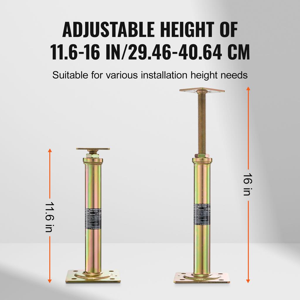 SucceBuy 4 Stück Hausbodenheber 29,5 cm - 40,6 cm Verstellbar 1133 kg Stützstrebe Keller Verzinkter Teleskop-Stützfuß zum Nivellieren