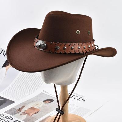 Vintage Big-edge Western Cowboy Hats Outdoor Travel Cowgirl Jazz Hat Holidays Party Cosplay Hat
