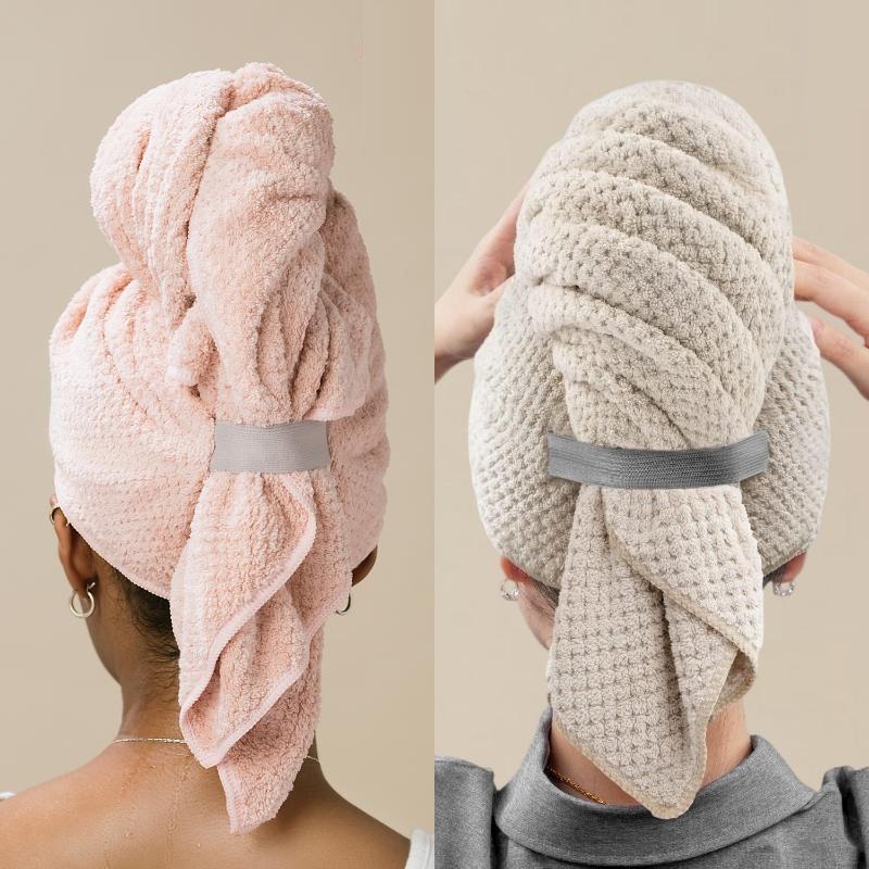 Chu Hui Pink Quick-Dry Super Absorbent Hair Towel for Women with Long Hair