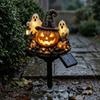 Illuminated Wizard Hat Pumpkin Solar Halloween Garden Stake Light, Waterproof LED Yard Decoration with Party And Ghost, Outdoor Walkway Patio