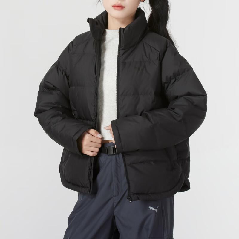 PUMA Down Jackets Women's Black Stand Collar Moderate Puffer Jacket 631635-01