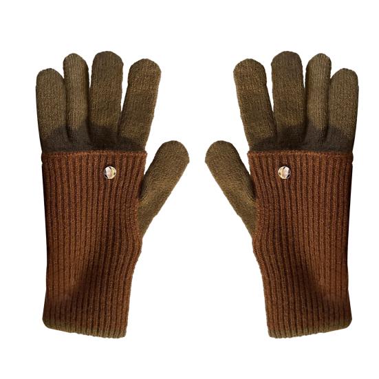 Yousheng Folding Knitted Gloves Dual Lengths Warm Touch Screen Gloves Color-Block Stretchy Wrist Gloves Long Gloves for Women Men Texting Daily